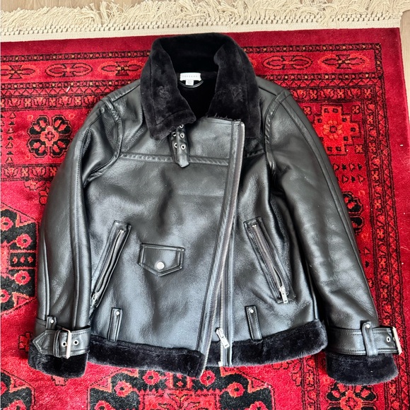 Topshop faux fur lined leather biker jacket. Brand new! Size 4 / S - Picture 2 of 4